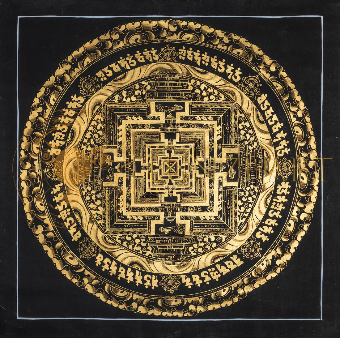The Gold Kalachakra Mandala Thangka: A Luminous Map of Infinite Time - T-PS-SS-BB-KM-94