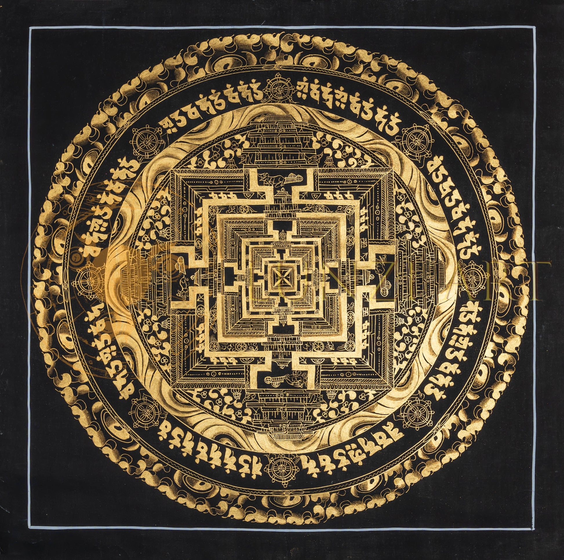 The Gold Kalachakra Mandala Thangka: A Luminous Map of Infinite Time - T-PS-SS-BB-KM-94