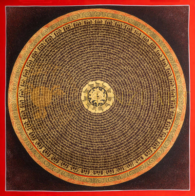 The Obsidian Mantra Mandala Thangka: A Golden Path to Inner Stillness - T-PS-SS-BB-GMM-97