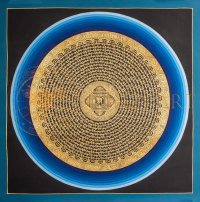 The Golden Mantra Mandala Thangka: A Celestial Compass of Inner Peace - T-PS-SS-BB-RMM-99