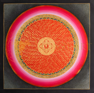 The Red Mantra Mandala Thangka: A Sun of Heart Energy - T-PS-SS-RB-RMM-100