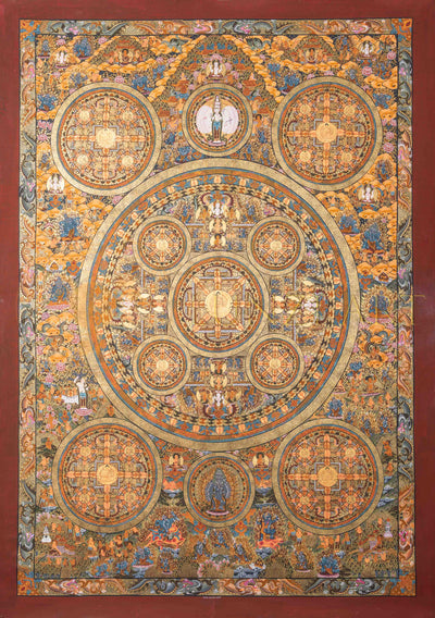 The Sacred Mandala Thangka: A Geometric Portal to Cosmic Harmony - T-PS-SS-GB-TM-103