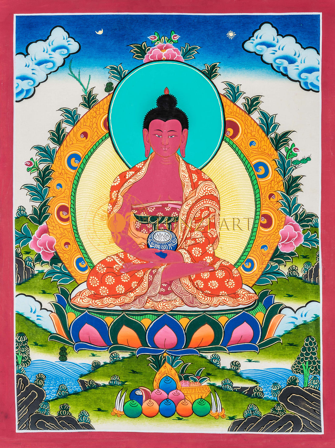 Hand-painted Amitabha Buddha Thangka - T-B-HT RB-AB 0031