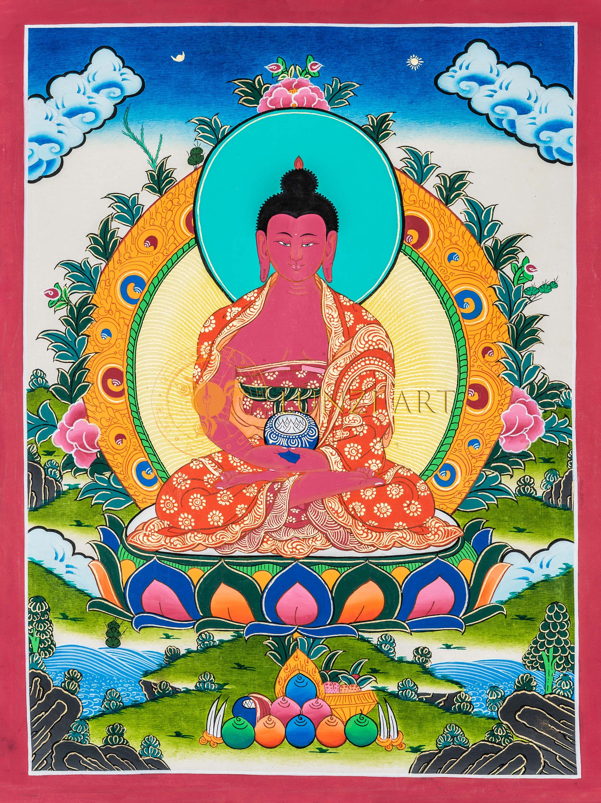Hand-painted Amitabha Buddha Thangka - T-B-HT RB-AB 0031