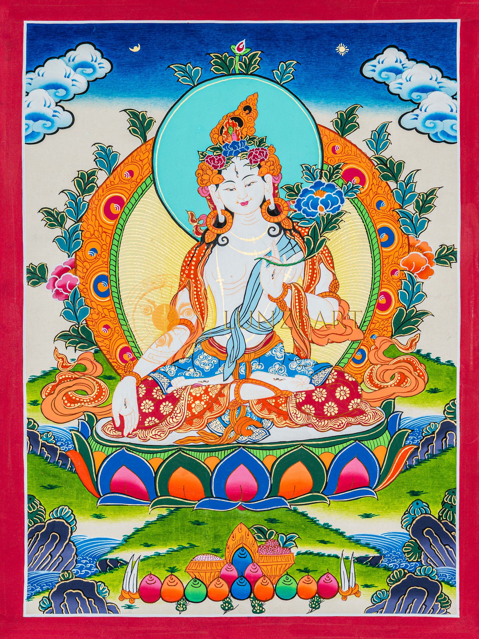 Hand-painted White Tara Thangka - T-B-HT-RB-WT-0032