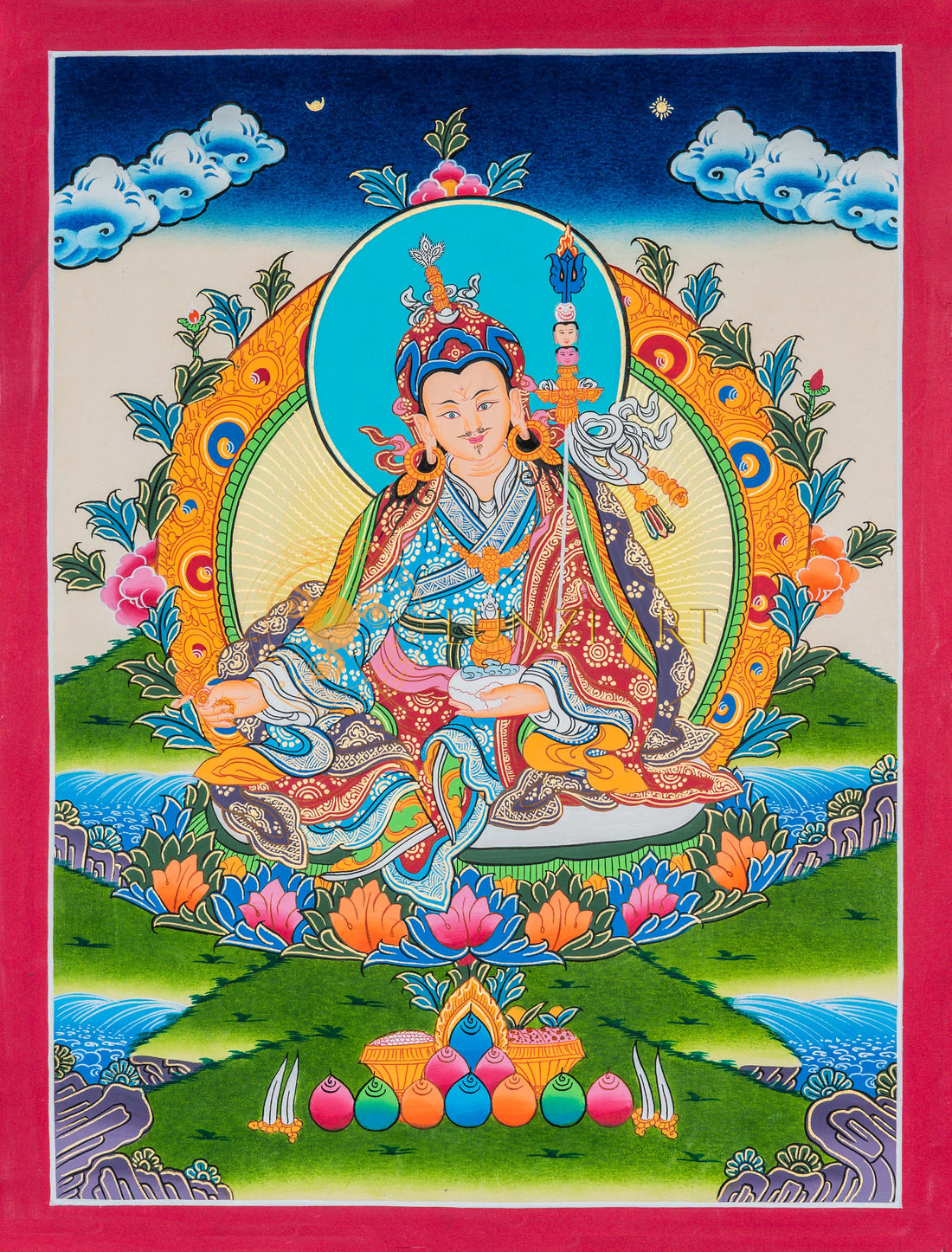 Hand-painted Guru Rinpoche Thangka Painting - T-B-HT-RB-GR-0038