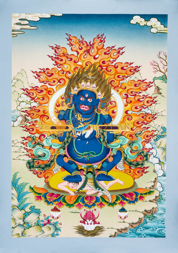 The Fierce Protector: Two-Armed Mahakala Thangka Painting - T-HT-BB-AU-TAM-0043