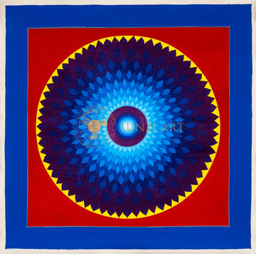 The Sacred Bloom: Hand-Painted Lotus Mandala Thangka - T-B-HT-BB-LM-0044