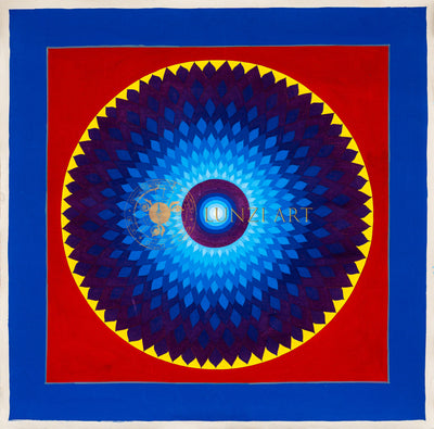 The Sacred Bloom: Hand-Painted Lotus Mandala Thangka - T-B-HT-BB-LM-0044