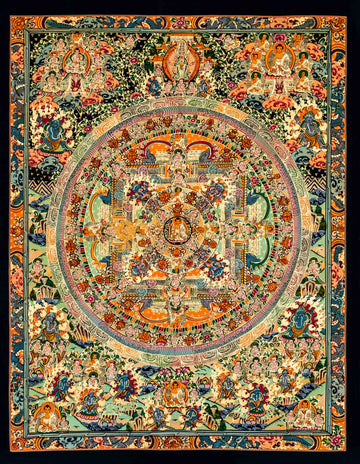 The Supreme Assembly: Hand-Painted Buddha Mandala with Deities - T-B-HT-BB-BM-0047