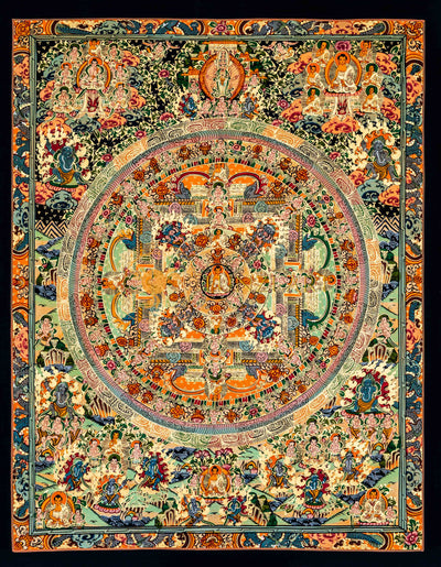 The Supreme Assembly: Hand-Painted Buddha Mandala with Deities - T-B-HT-BB-BM-0047