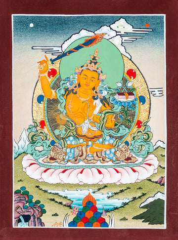 The Blade of Wisdom: Hand-Painted Manjushri Bodhisattva Thangka - T-B-HT-BB-M-0050