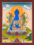 Medicine Buddha Thangka: The Lapis Healer of Souls - T-B-HT-BB-MB-0064