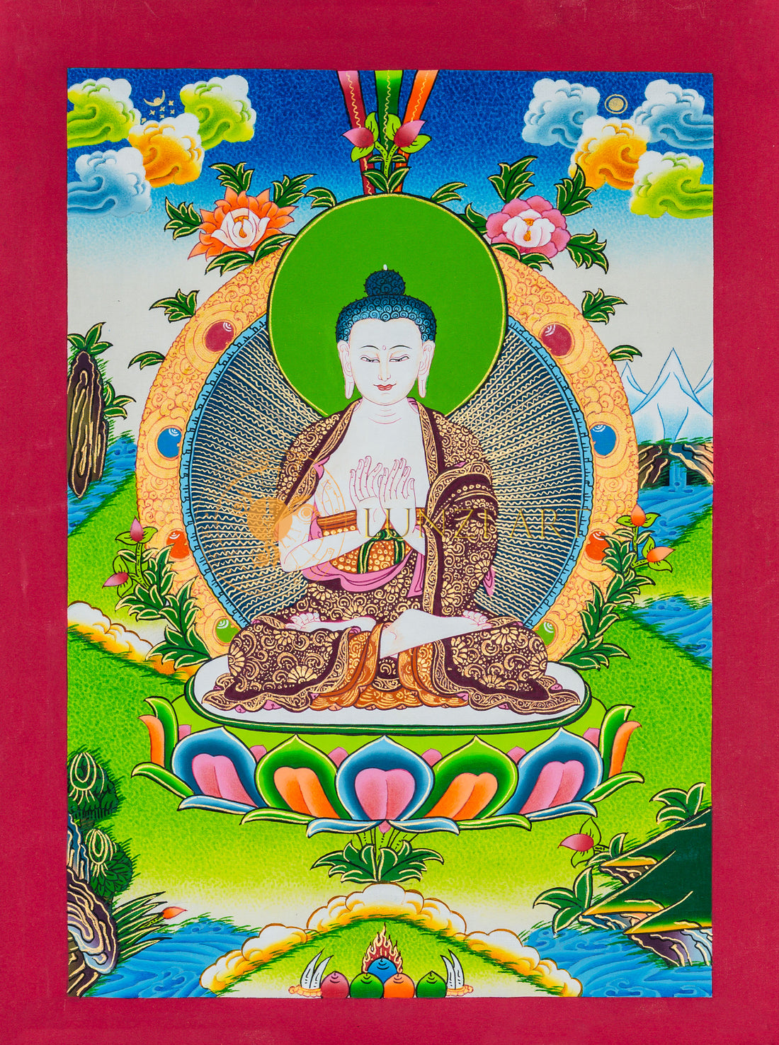 Vairochana Thangka: The Radiant Lord of Infinite Light - T-B-HT-RB-V-0065