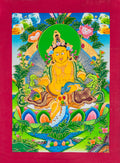 Yellow Jambhala Thangka: The Sovereign of Spiritual and Material Wealth - T-B-HT-RB-Z-0067