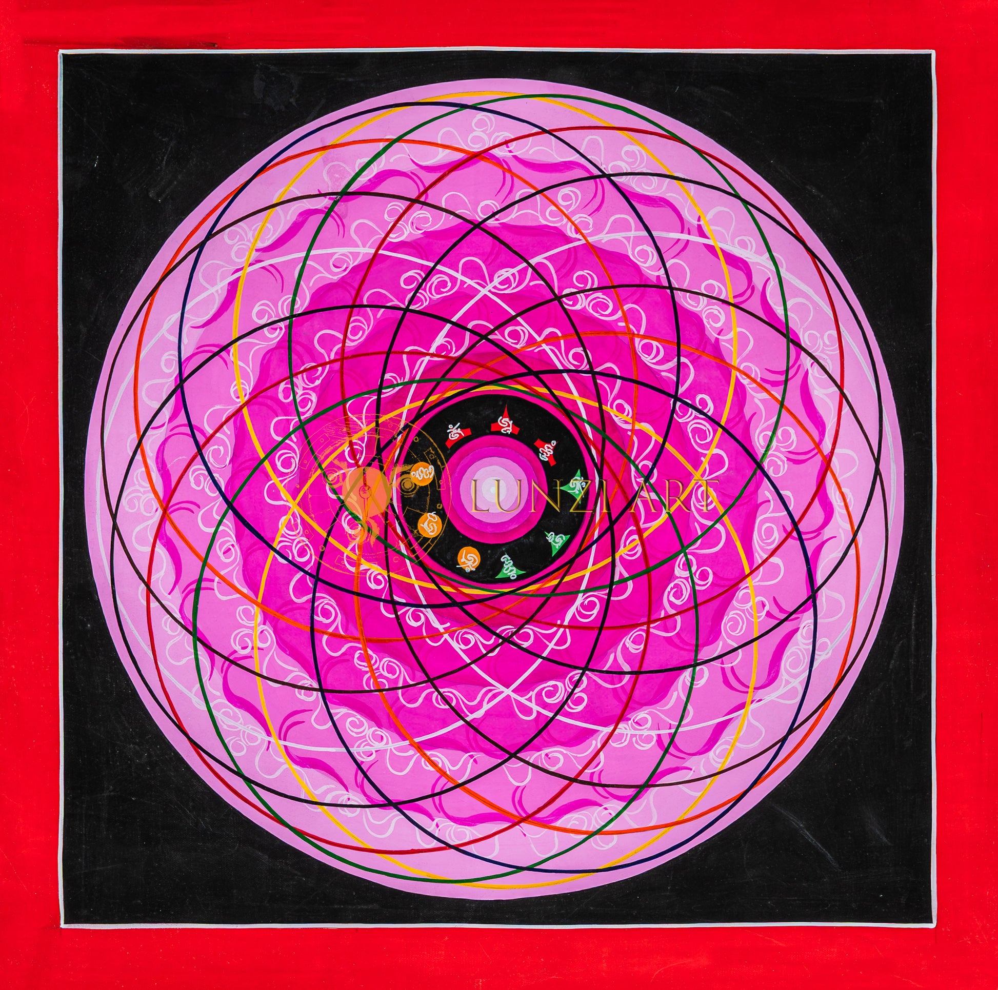 The Pink Lotus Mandala: A Symphony of Sacred Geometry - T-B-HT-RB-CM-0069
