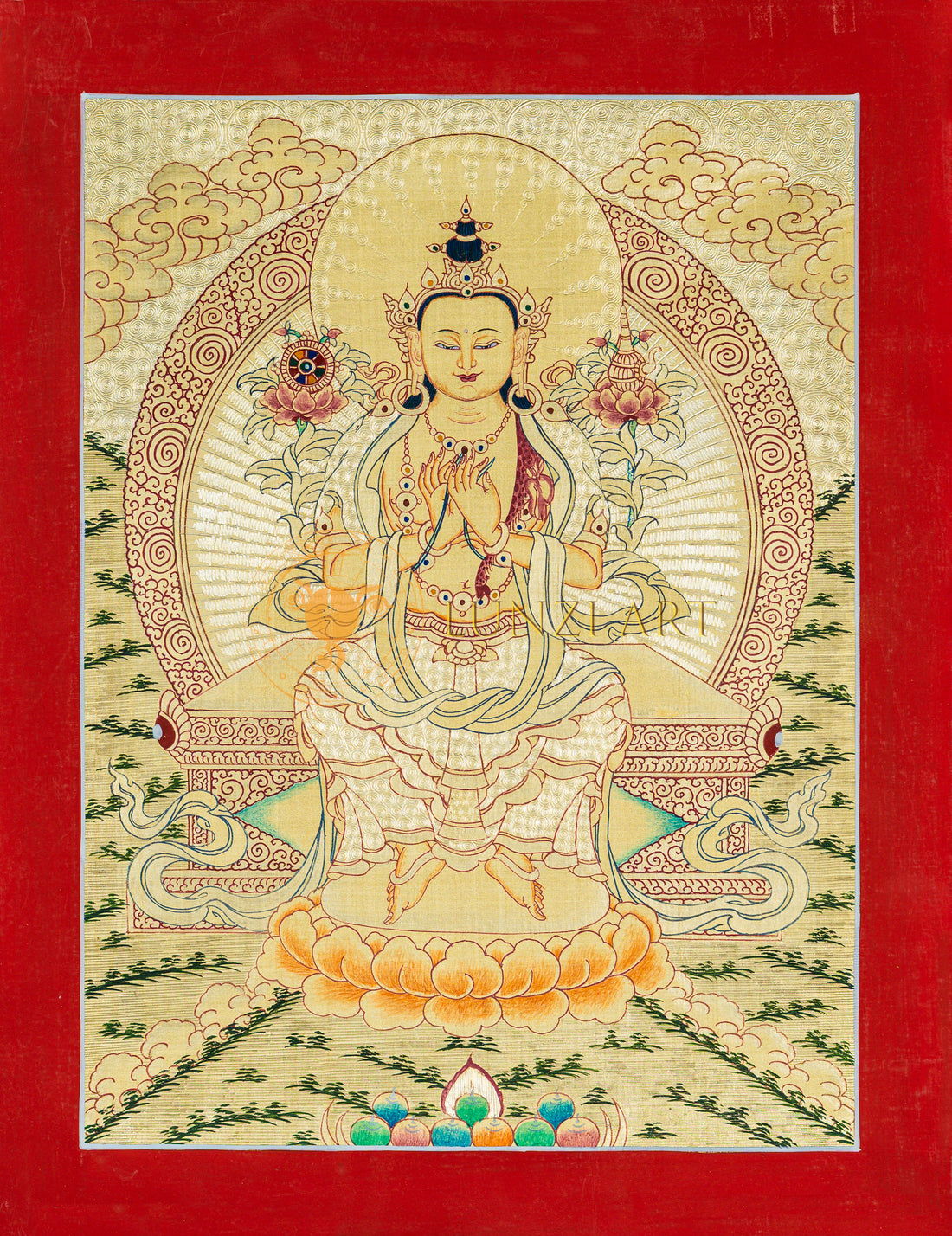 Maitreya Buddha Thangka: The Future Buddha - T-B-HT-RB-MB-0071