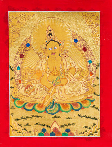 Yellow Zambhala Thangka: The Golden Path to Prosperity - T-B-HT-RB-Z-0073
