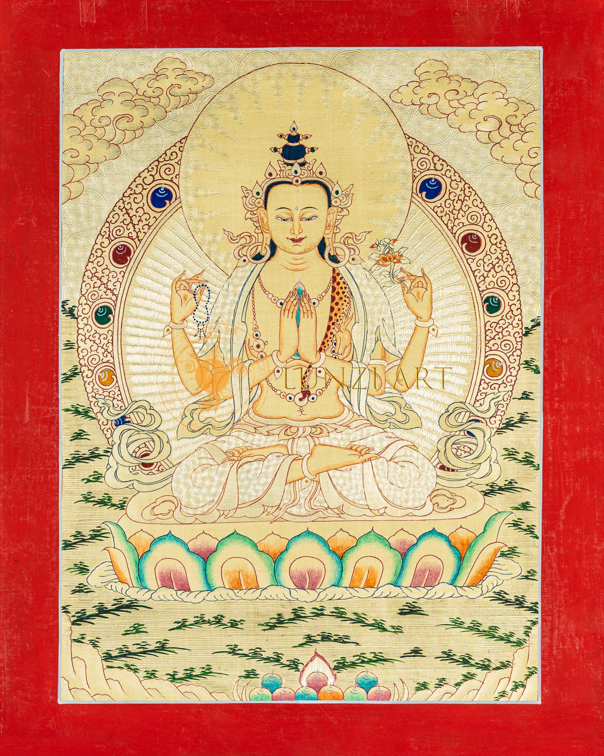 Chenrezig Thangka: The Infinite Radiance of Compassionate Love - T-B-HT-RB-C-0077