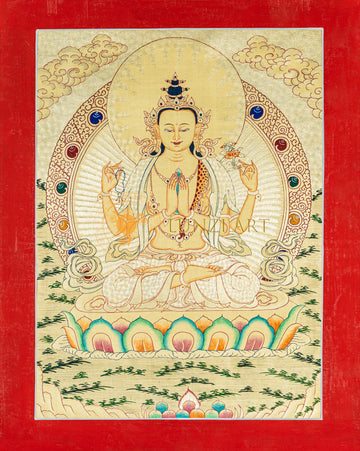 Chenrezig Thangka: The Infinite Radiance of Compassionate Love - T-B-HT-RB-C-0077