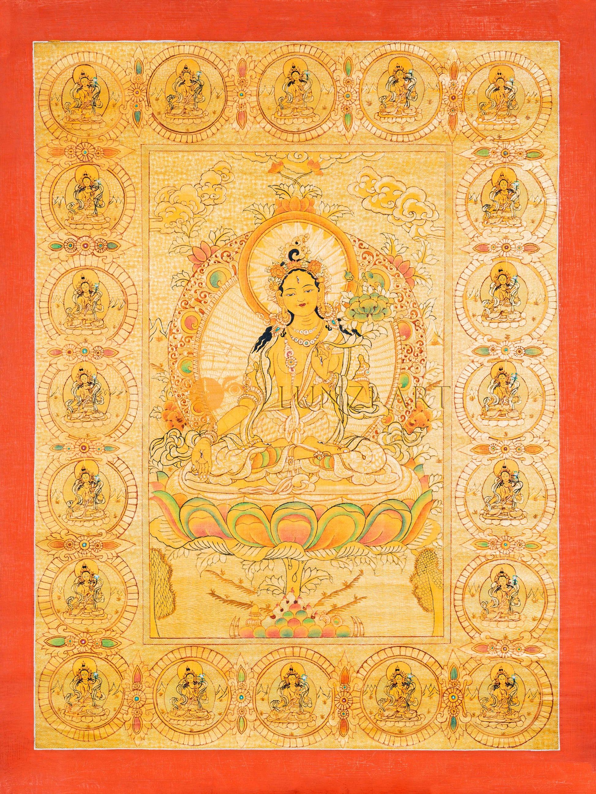 White Tara Thangka: The Radiant Mother of Longevity - T-B-HT-RB-WT-0078