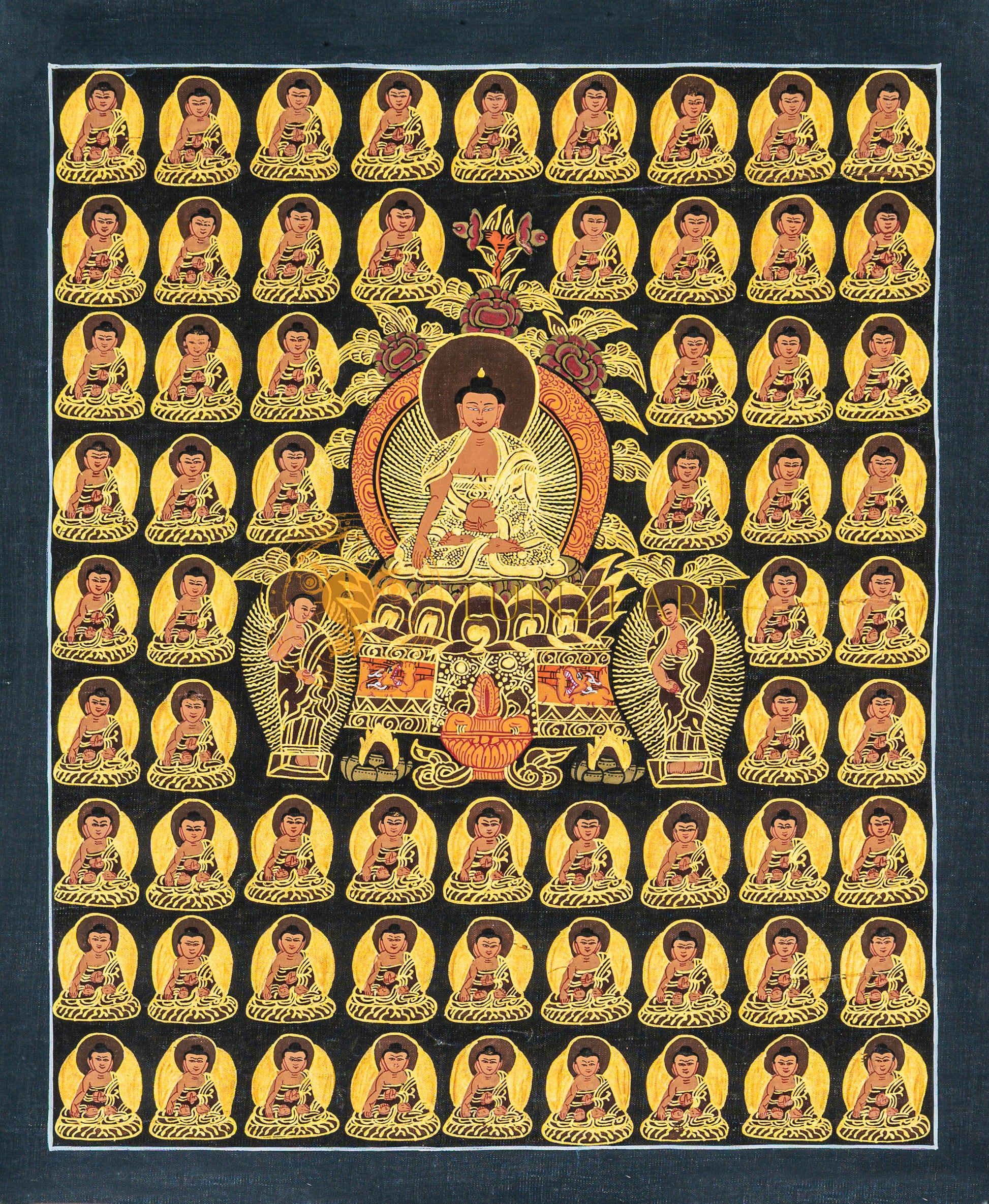 Shakyamuni Buddha Thangka: The Infinite Radiance of Enlightenment - T-B-HT-BB-SB-0083