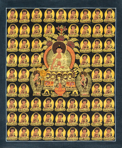 Shakyamuni Buddha Thangka: The Infinite Radiance of Enlightenment - T-B-HT-BB-SB-0083
