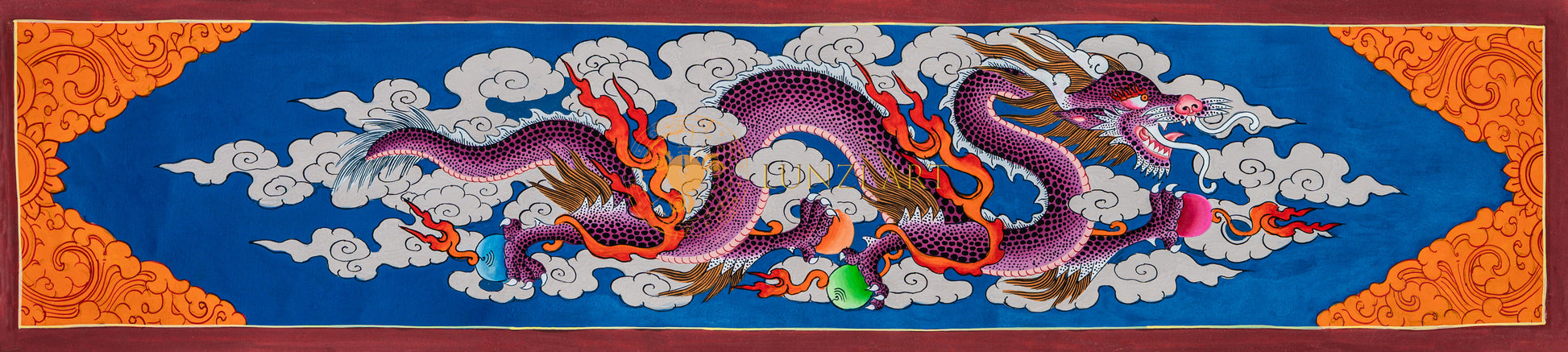 The Druk (Thunder Dragon) Thangka: Celestial Voice of Power - T-B-HT-RB-D-0085