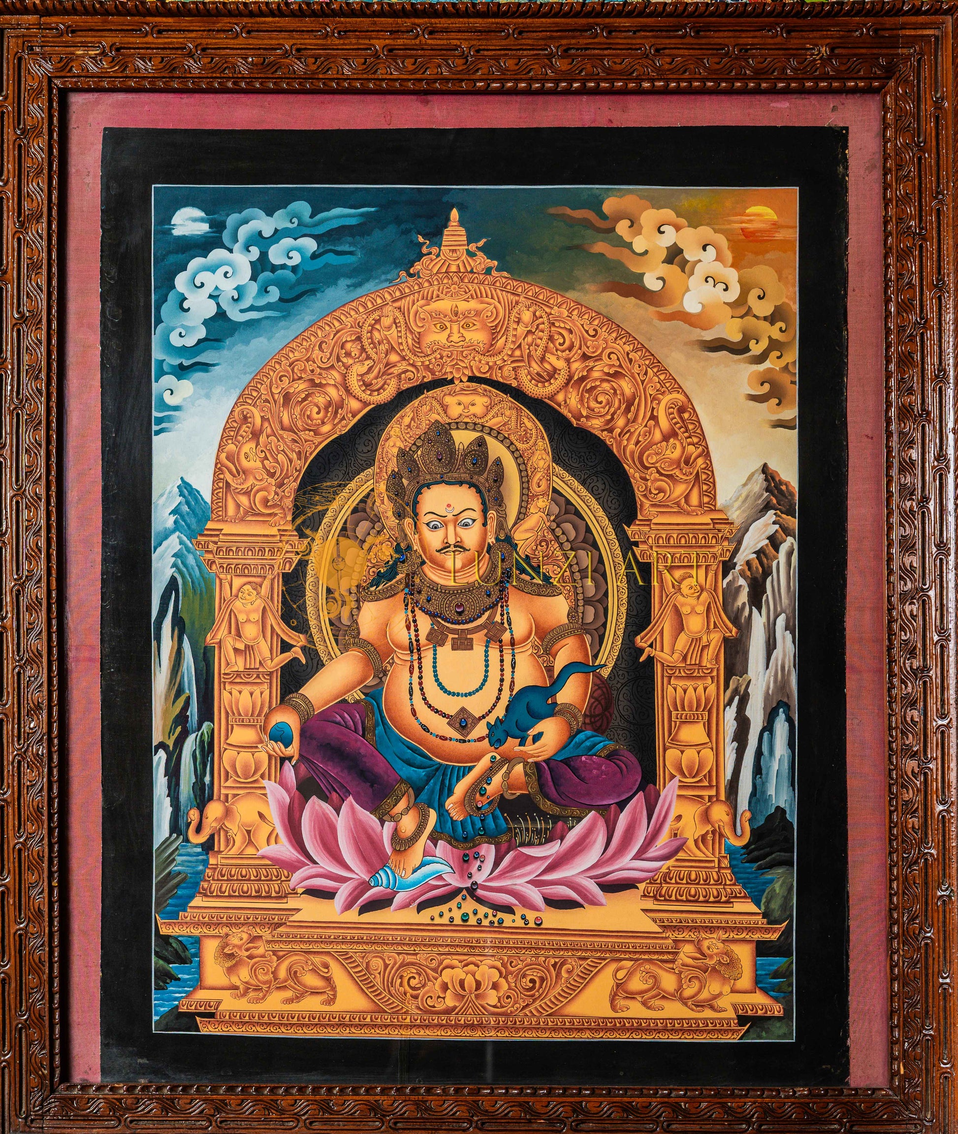 Zambhala Thangka: The Benevolent Guardian of Spiritual Wealth - T-B-HT-BB-Z-0089