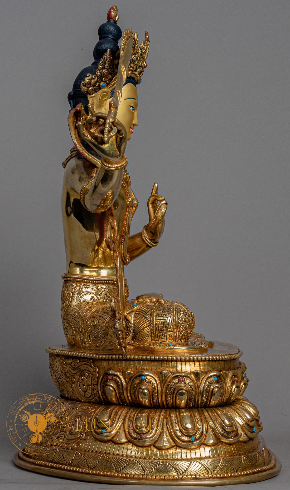 Manjushri Statue | Fully Gold-Plated Copper