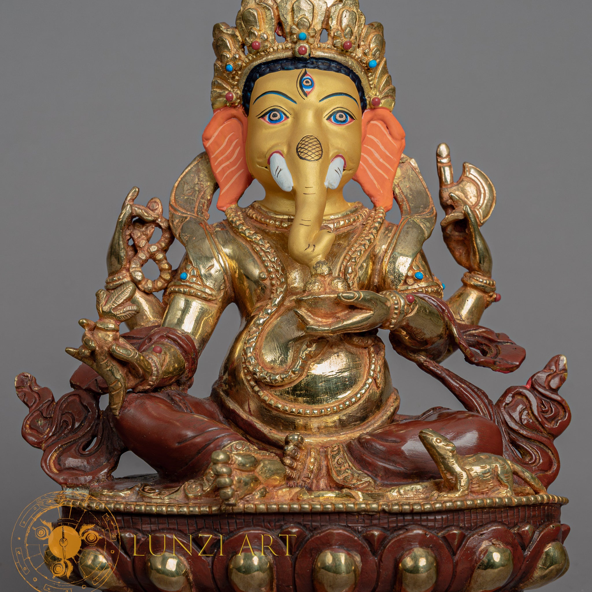 Ganesh Statue | Copper with Partial Gold Plating