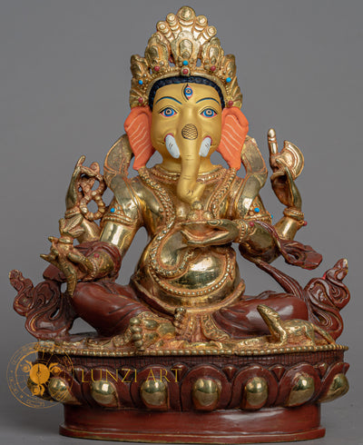 Ganesh Statue | Copper with Partial Gold Plating