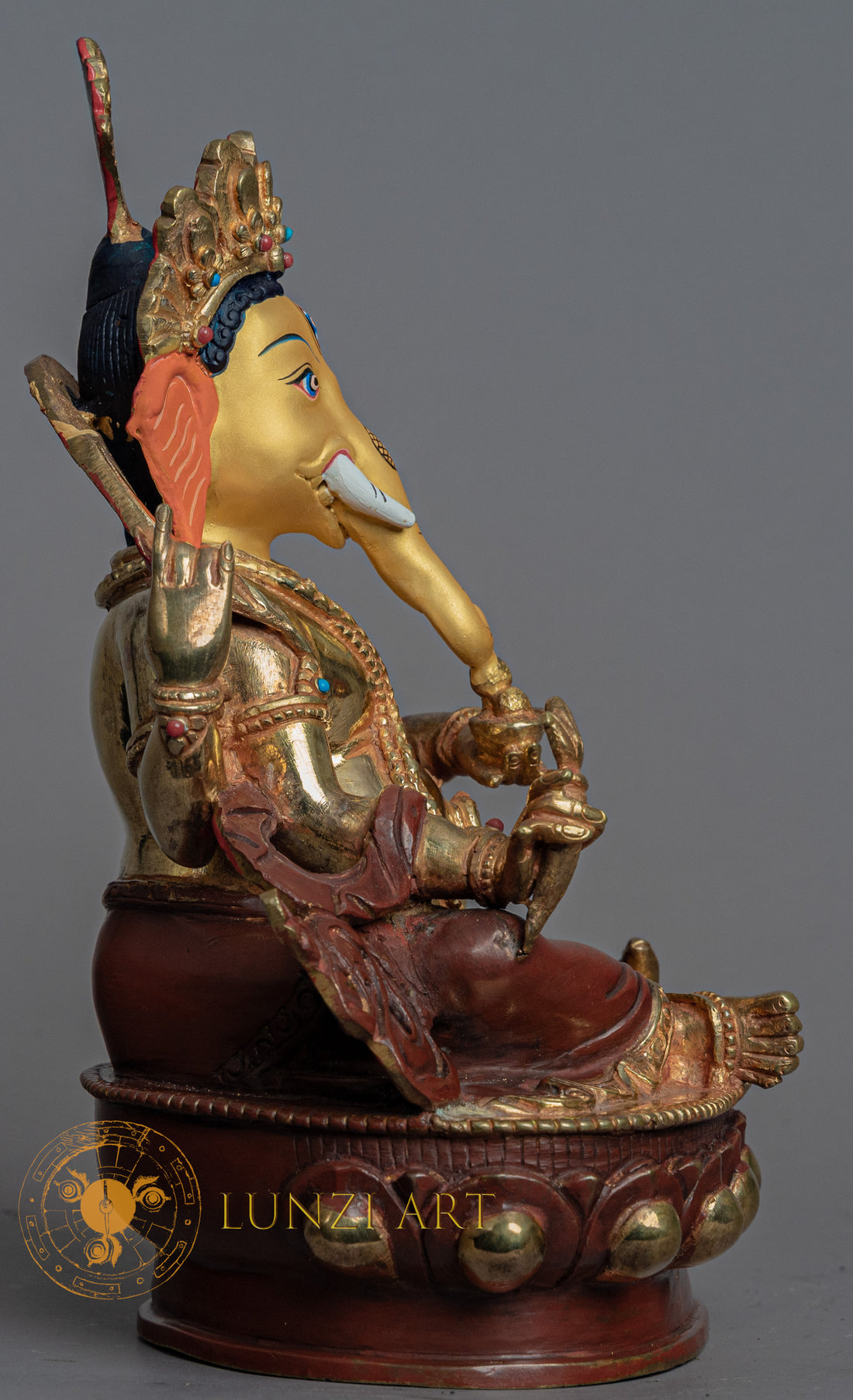 Ganesh Statue | Copper with Partial Gold Plating