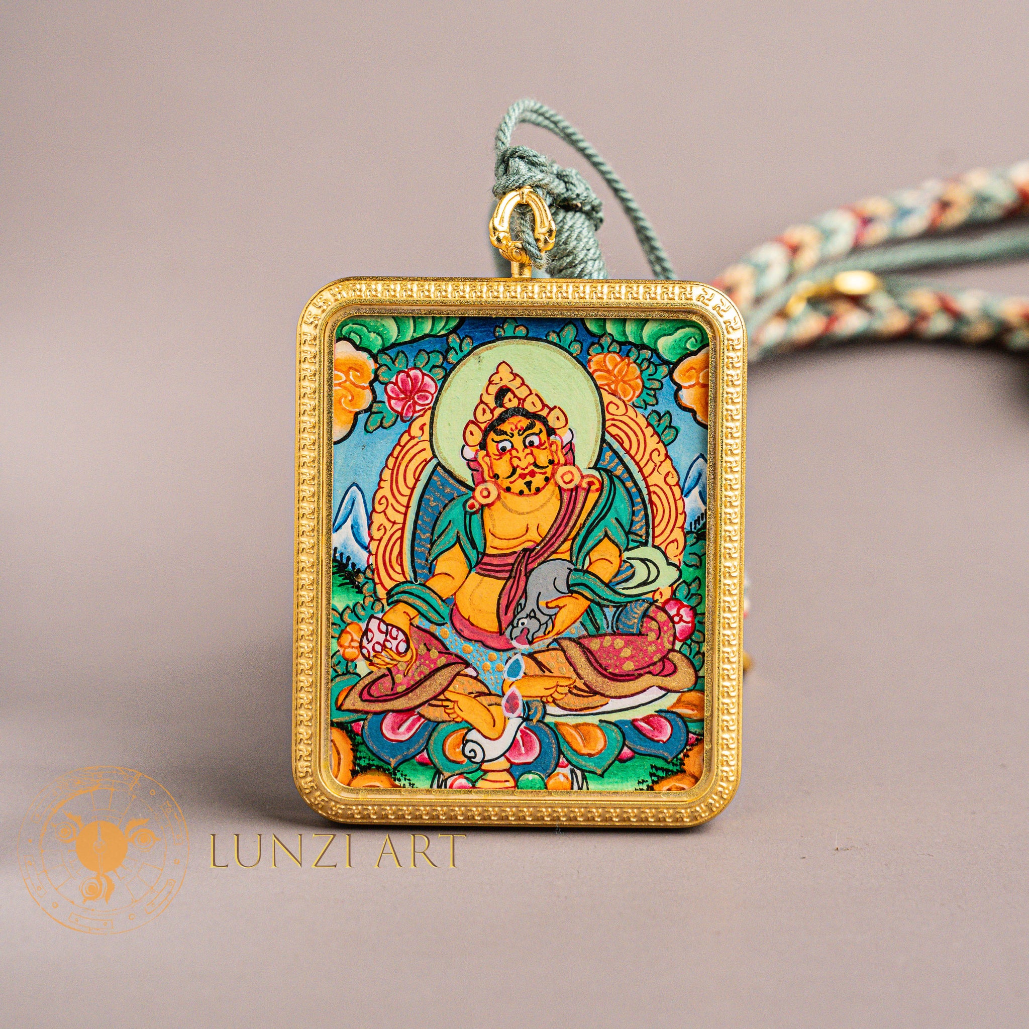 Hand-Painted Jambhala Locket Thangka: The Overflowing Provider