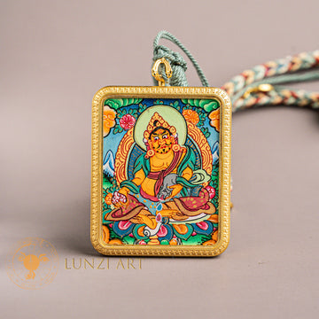 Hand-Painted Jambhala Locket Thangka: The Overflowing Provider