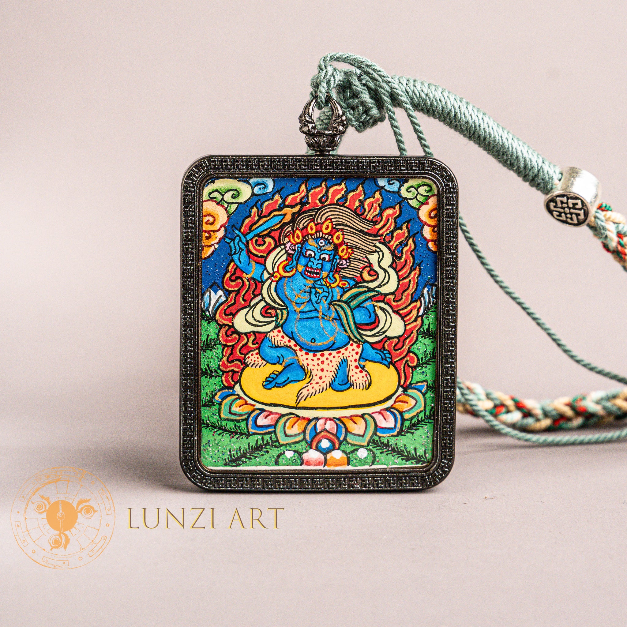 Hand-Painted Mahakala Locket Thangka: The Supreme Protector