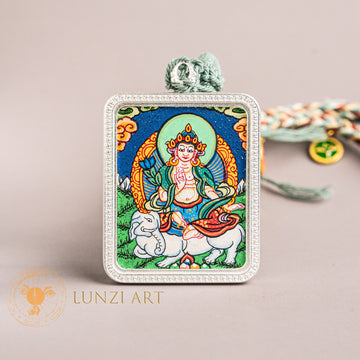Hand-painted Avalokiteshvara Locket Thangka: The Embodiment of Universal Love