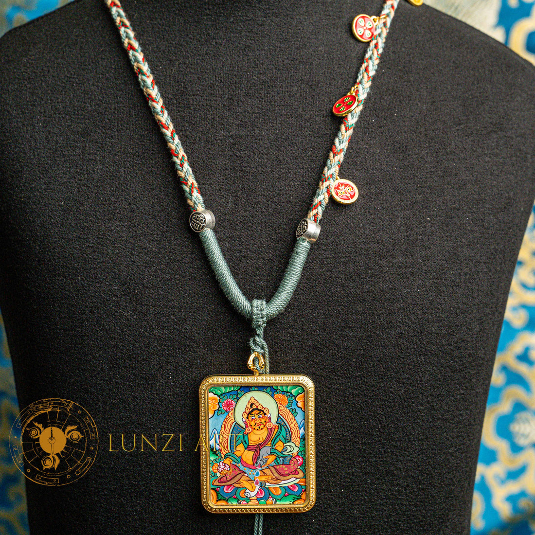 Hand-Painted Jambhala Locket Thangka: The Overflowing Provider