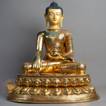 Handmade Shakyamuni buddha Statue | Fully Gold-Plated Copper - S-B-BA-FG-C-SB-00164