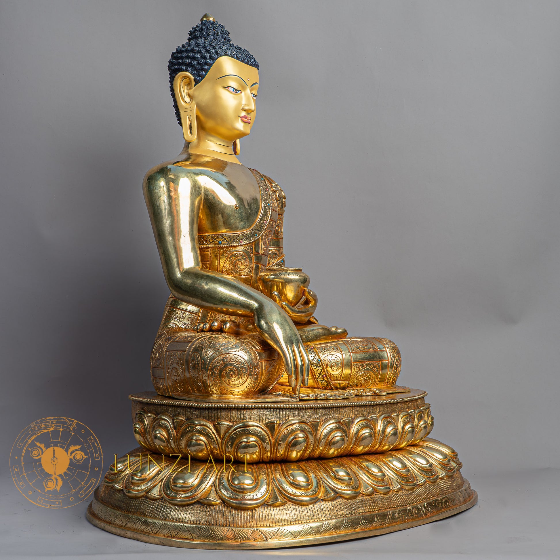 Handmade Shakyamuni buddha Statue | Fully Gold-Plated Copper - S-B-BA-FG-C-SB-00164