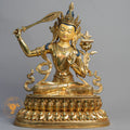 Handmade Manjushri Statue | Fully Gold-Plated Copper - S-B-BA-FG-C-M-00165