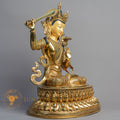 Handmade Manjushri Statue | Fully Gold-Plated Copper - S-B-BA-FG-C-M-00165