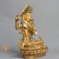 Handmade Manjushri Statue | Fully Gold-Plated Copper - S-B-BA-FG-C-M-00169