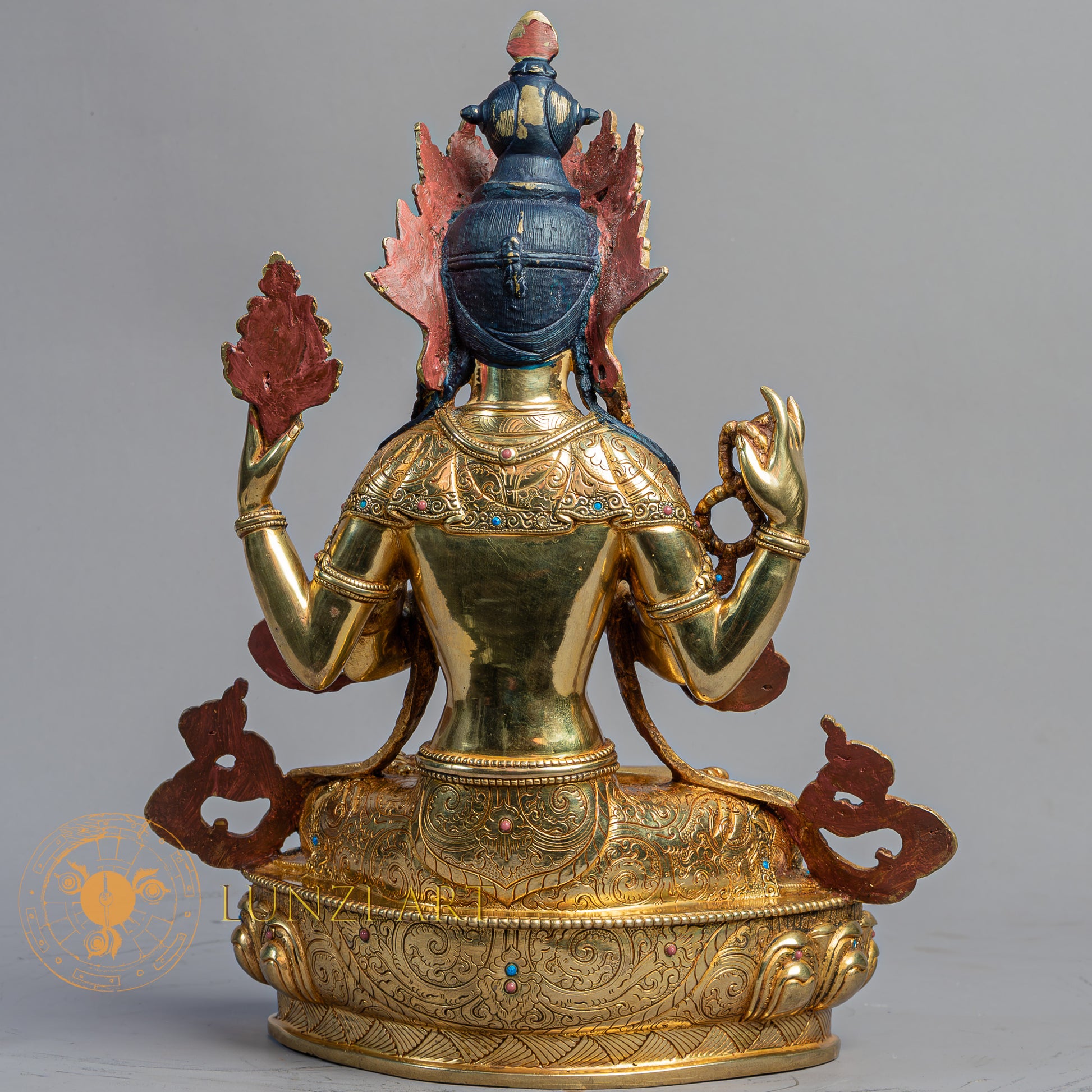 Handcrafted Chenrezig Statue | Fully Gold-Plated Copper - S-B-BA-FG-C-M-00170