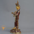 Handmade Guru Rinpoche with Yeshe Tsogyal & Mandarava Statue | Half Gold-Plated Copper - S-B-BA-HG-C-GR-00172