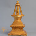 Handcrafted Chhorten Statue | Fully Gold-Plated Copper - S-B-BA-FG-C-CT-00173