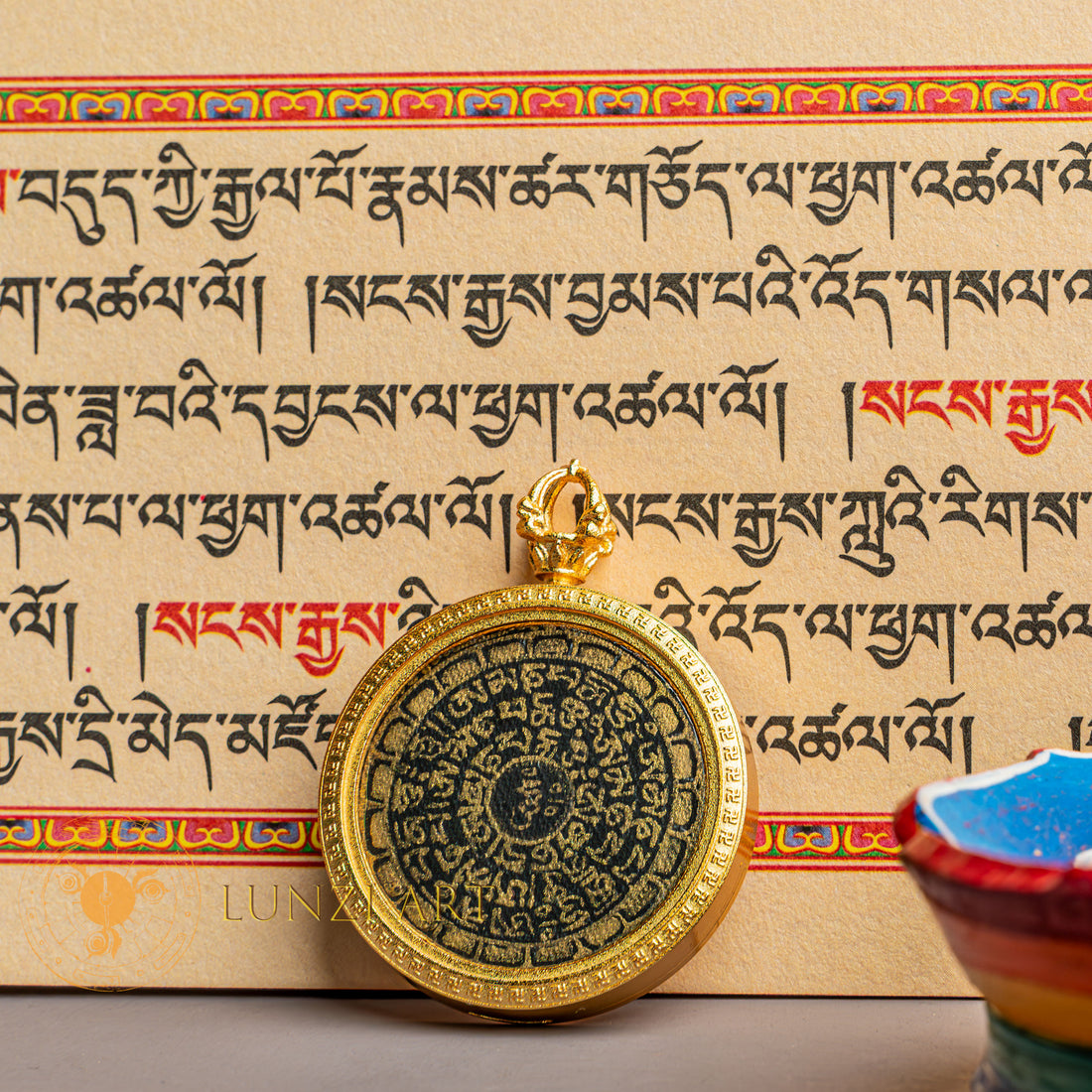 Hand-Painted Mantra Mandala Locket (Ghau) Thangka