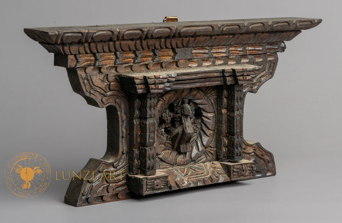 Traditional Hand-Carved Wooden Peacock Window