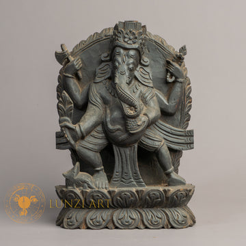 Hand-Carved Ganesha Wood Statue | Sacred Karma Wood