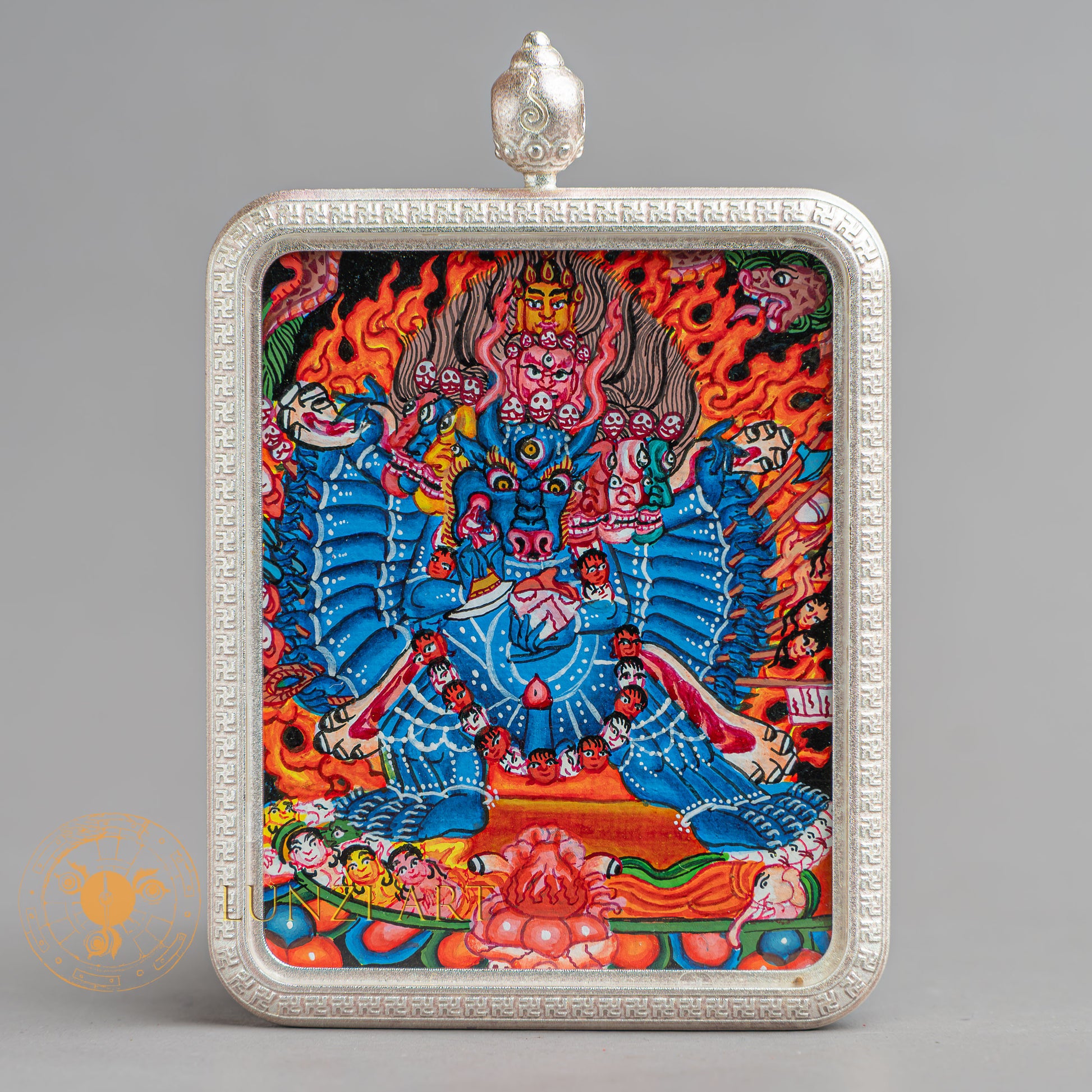 Yamantaka Locket Thangka: For Protection & Spiritual Power - L-Y-49-L-Y-50-L-Y-51